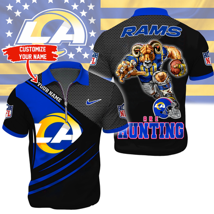 LIMITED EDITION - NEW CUSTOMIZED NFL22 LAR LOS ANGELES RAMS HARLEY-DAVIDSON POLO WITH ZIPPER SHIRT