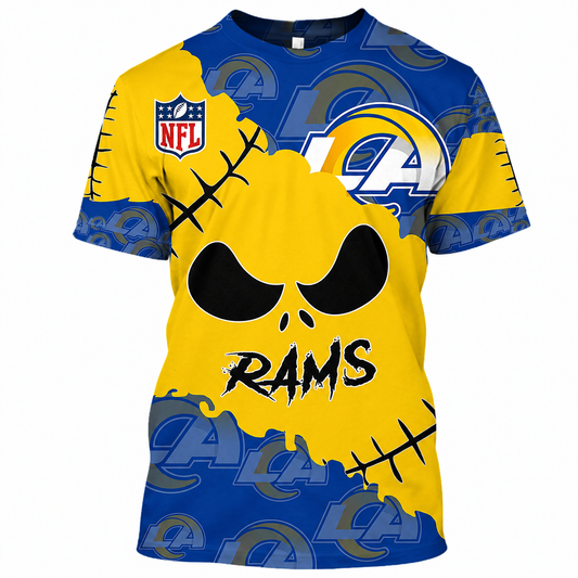 LIMITED EDITION - NEW CUSTOMIZED NFL22 LAR LOS ANGELES RAMS HALLOWEEN SKULL APPAREL FOR FANS