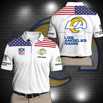 LIMITED EDITION - NEW CUSTOMIZED NFL22 LAR LOS ANGELES RAMS POLO SHIRT