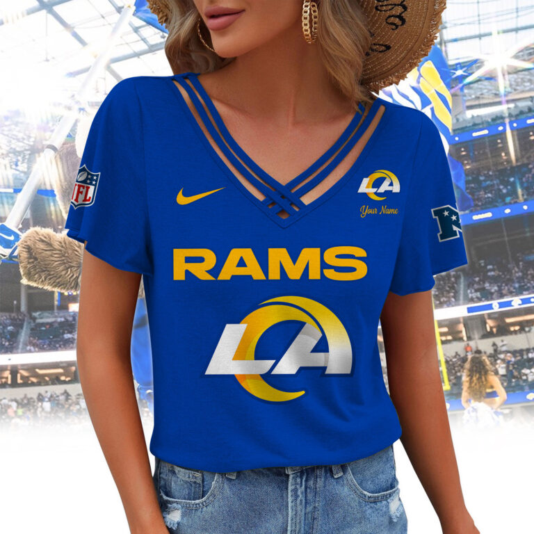 [SPECIAL OFFER] NEW CUSTOMIZED NFL22 LAR LOS ANGELES RAMS V-NECK SHIRT