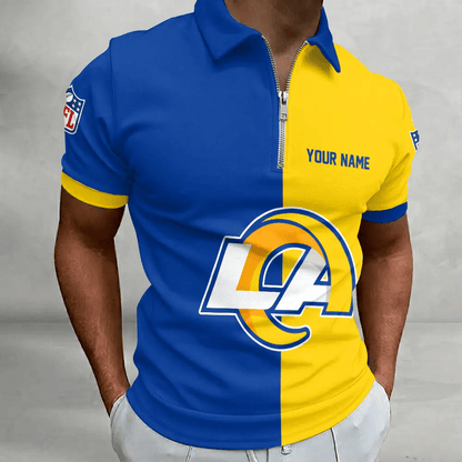 [SPECIAL OFFER] NEW CUSTOMIZED NFL22 LAR LOS ANGELES RAMS ZIP POLO SHIRT