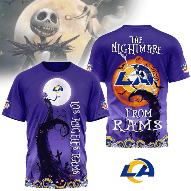 [SPECIAL OFFER] NEW CUSTOMIZED NFL22 LAR LOS ANGELES RAMS HALLOWEEN THE NIGHTMARE APPAREL