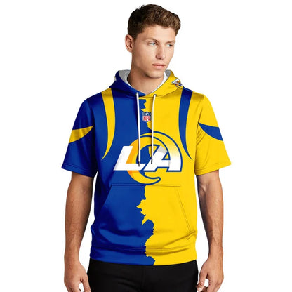 LIMITED EDITION - NEW CUSTOMIZED NFL22 LAR LOS ANGELES RAMS SHORT SLEEVE HOODIE T-SHIRT