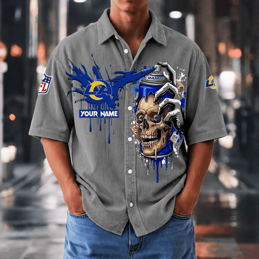 [SPECIAL OFFER] NEW CUSTOMIZED NFL22 LAR LOS ANGELES RAMS SEERSUCKER BUTTON SHIRT