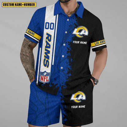 LIMITED RUN - NEW CUSTOMIZED NFL22 LAR LOS ANGELES RAMS UNISEX HAWAIIAN SHIRT & SHORTS SET