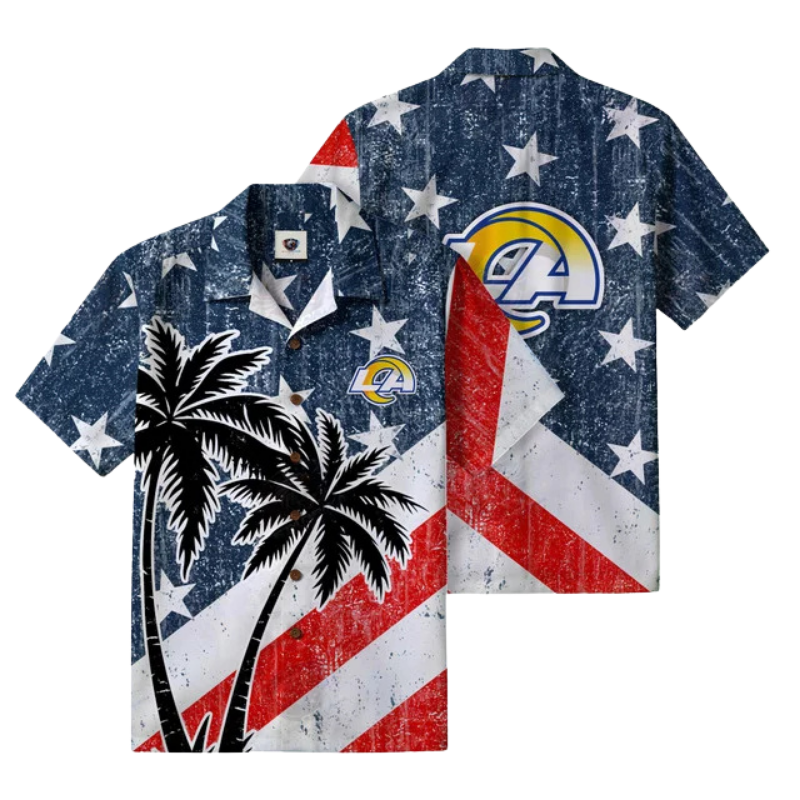 LIMITED EDITION - NEW CUSTOMIZED NFL22 LAR LOS ANGELES RAMS PATRIOTIC 250 USA HAWAIIAN SHIRT