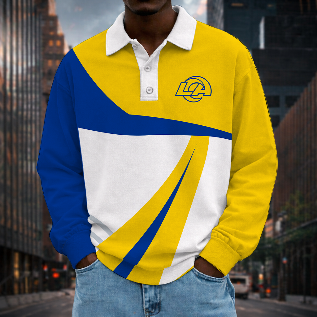 [SPECIAL OFFER] NEW CUSTOMIZED NFL22 LAR LOS ANGELES RAMS LONG SLEEVE POLO SHIRT