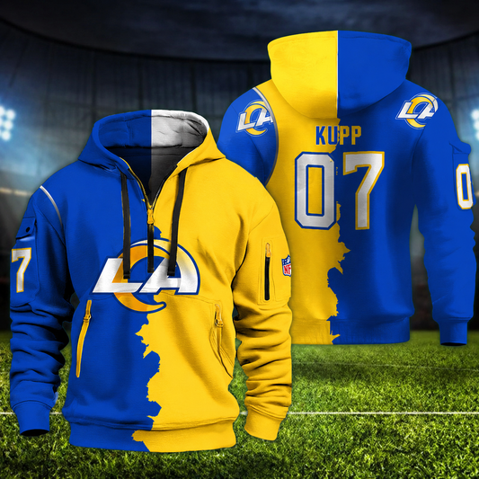 [SPECIAL OFFER] NEW CUSTOMIZED NFL22 LAR LOS ANGELES RAMS QUARTER ZIP HOODIE