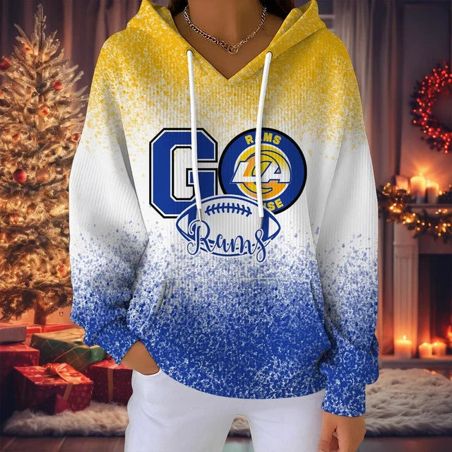 LIMITED EDITION - NEW CUSTOMIZED NFL22 LAR LOS ANGELES RAMS RIBBED HOODIE & SWEATSHIRT