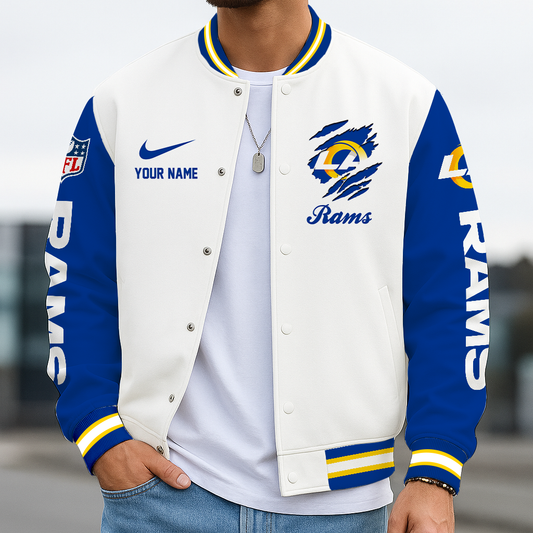 LIMITED EDITION - NEW CUSTOMIZED NFL22 LAR LOS ANGELES RAMS BASEBALL JACKET