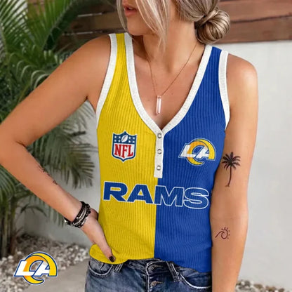 [SPECIAL OFFER] NEW CUSTOMIZED NFL22 LAR LOS ANGELES RAMS WOMEN'S V-NECK TANK TOP
