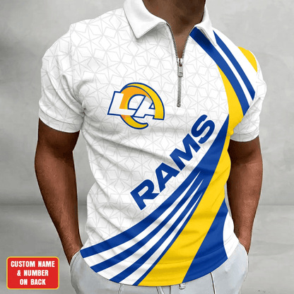 [SPECIAL OFFER] NEW CUSTOMIZED NFL22 LAR LOS ANGELES RAMS ZIP POLO SHIRT