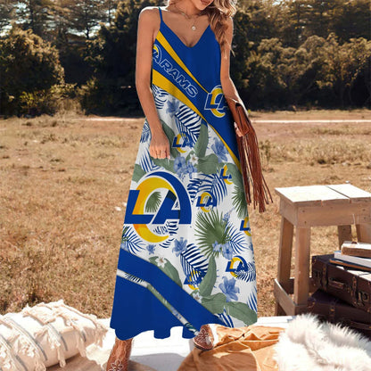 LIMITED RUN - NEW CUSTOMED NFL22 LAR LA RAMS HAWAIIAN LONG DRESS