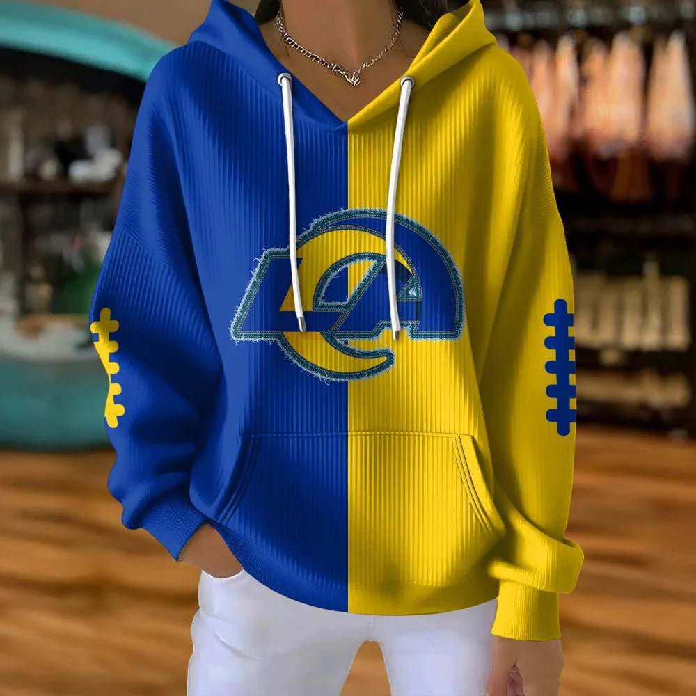 LIMITED EDITION - NEW CUSTOMIZED NFL22 LAR LOS ANGELES RAMS RIBBED HOODIE & SWEATSHIRT