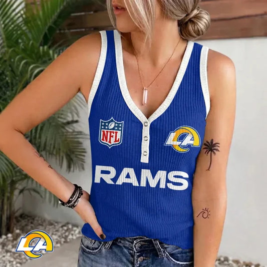 [SPECIAL OFFER] NEW CUSTOMIZED NFL22 LAR LOS ANGELES RAMS WOMEN'S V-NECK TANK TOP