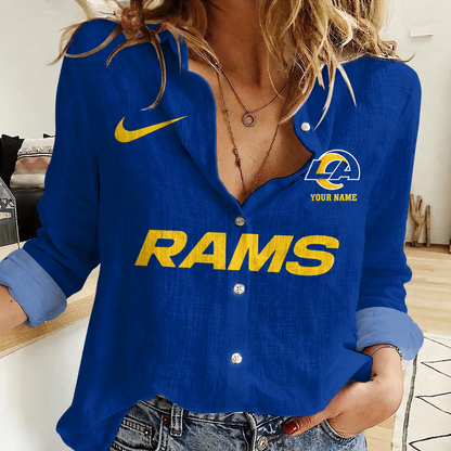 LIMITED EDITION - NEW CUSTOMIZED NFL22 LAR LOS ANGELES RAMS WOMEN CASUAL SHIRT