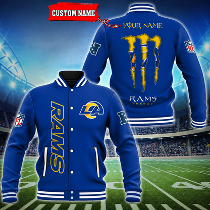 LIMITED EDITION - NEW CUSTOMIZED NFL22 LAR LOS ANGELES RAMS SATIN VARSITY & BASEBALL JACKET