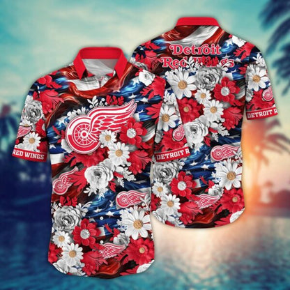 VIRAL EDITION - NEW CUSTOMIZED NHL22 DRW DETROIT RED WINGS INDEPENDENCE DAY UNISEX HAWAIIAN SHIRT