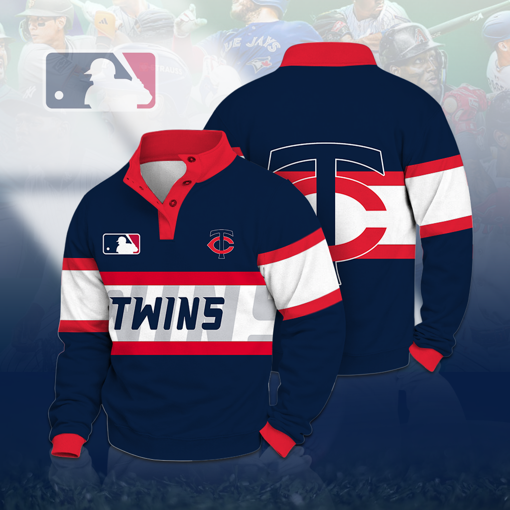 LIMITED EDITION - NEW CUSTOMIZED MLB22 MTS MINNESOTA TWINS BUTTON QUARTER PLACKET SWEATSHIRT