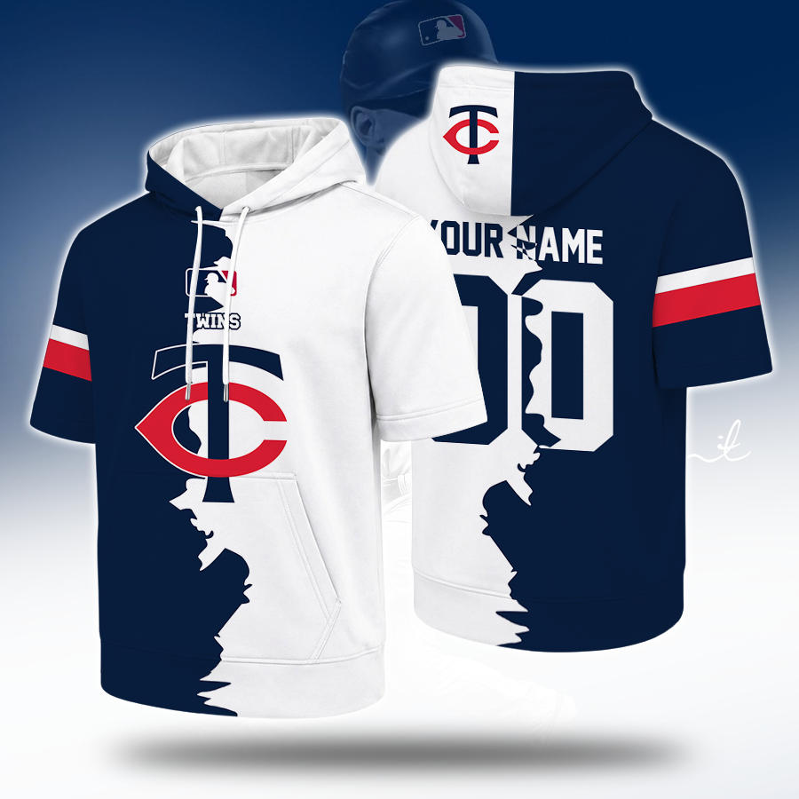 LIMITED EDITION - NEW CUSTOMIZED MLB22 MTS MINNESOTA TWINS SHORT SLEEVE HOODIE