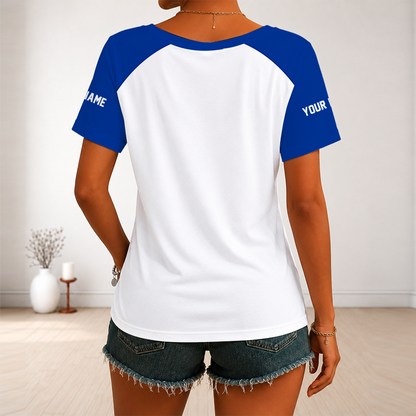[SPECIAL OFFER] NEW CUSTOMIZED NFL22 LAR LOS ANGELES RAMS V-NECK FEMALE SHIRT