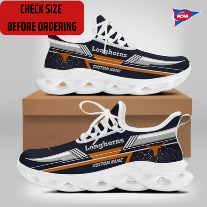 ELITE EDITION - NEW CUSTOMIZED NCAA FBS22 TXL TEXAS LONGHORNS CLUNKY SNEAKERS