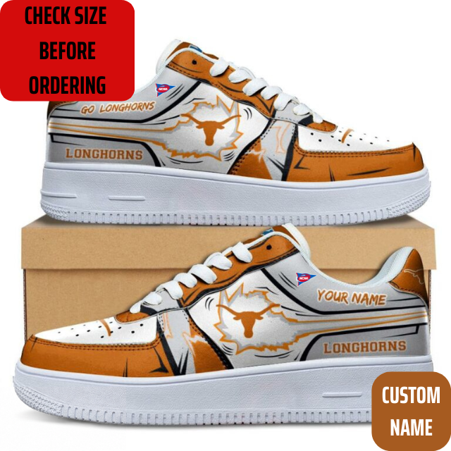 VIRAL EDITION - NEW CUSTOMIZED NCAA FBS22 TXL TEXAS LONGHORNS AF1 SHOES