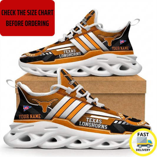 ELITE EDITION - NEW CUSTOMIZED NCAA FBS22 TXL TEXAS LONGHORNS CLUNKY SNEAKERS