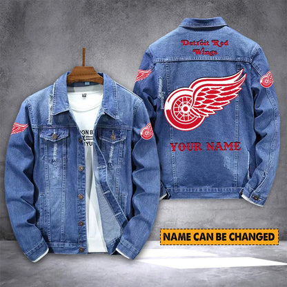 ELITE EDITION - NEW CUSTOMIZED NHL22 DRW DETROIT RED WINGS DENIM JACKET