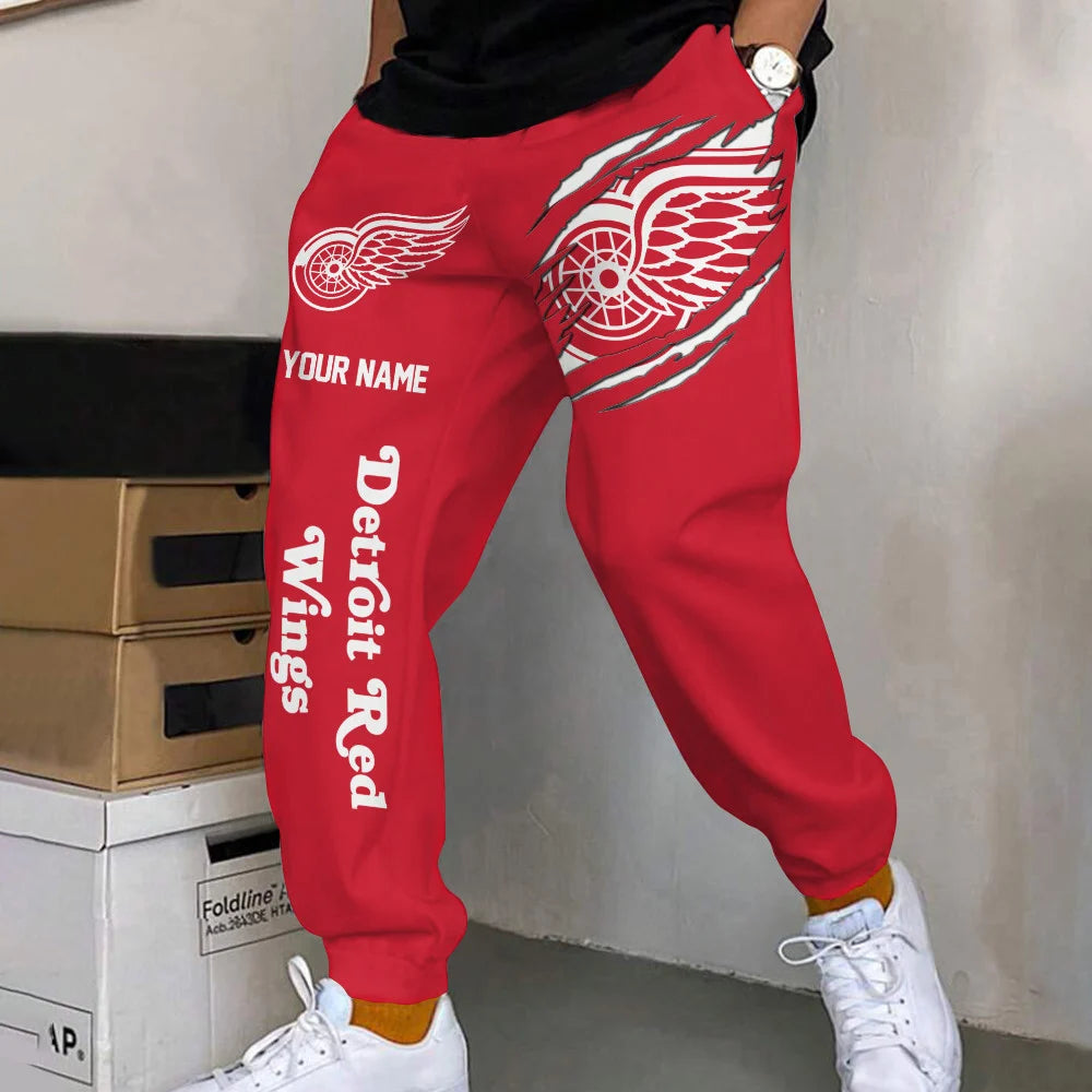 ELITE EDITION - NEW CUSTOMIZED NHL22 DRW DETROIT RED WINGS SWEATPANTS