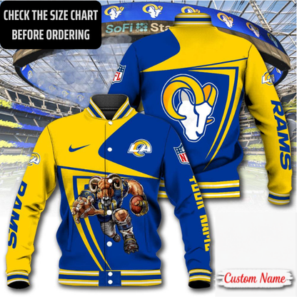 EXCLUSIVE EDITION - NEW CUSTOMIZED NFL22 LAR LOS ANGELES RAMS SATIN VARSITY & BASEBALL JACKET