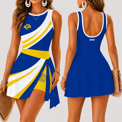 [SPECIAL OFFER] NEW CUSTOMIZED NFL22 LAR LOS ANGELES RAMS WOMEN'S SUMMER SKORT DRESS