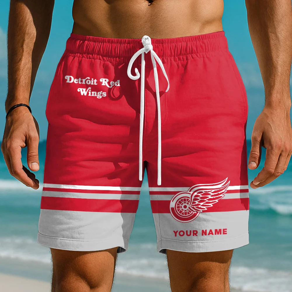 EXCLUSIVE EDITION - NEW CUSTOMIZED NHL22 DRW DETROIT RED WINGS SHORT PANTS