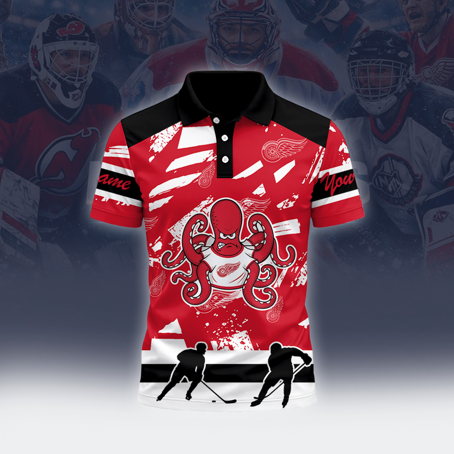 [SUPER SALE] NEW CUSTOMIZED NHL22 DRW DETROIT RED WINGS POLO SHIRT