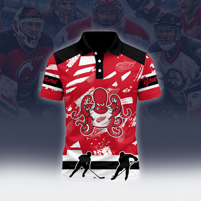 [SUPER SALE] NEW CUSTOMIZED NHL22 DRW DETROIT RED WINGS POLO SHIRT
