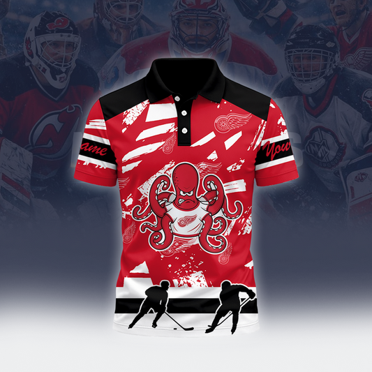 [SUPER SALE] NEW CUSTOMIZED NHL22 DRW DETROIT RED WINGS POLO SHIRT