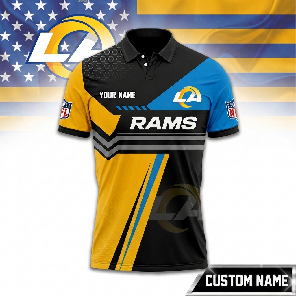SPECIAL EDITION - NEW CUSTOMIZED NFL22 LAR LOS ANGELES RAMS POLO SHIRT, ZIP POLO SHIRT & T-SHIRTS