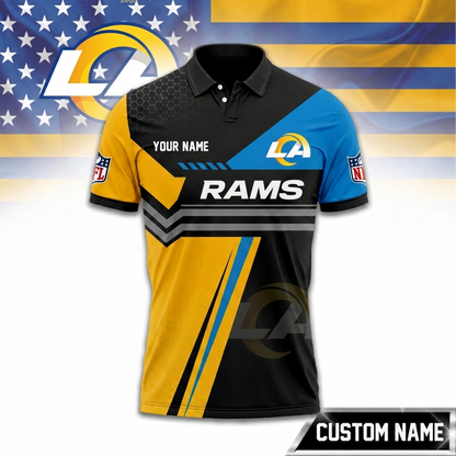 SPECIAL EDITION - NEW CUSTOMIZED NFL22 LAR LOS ANGELES RAMS POLO SHIRT, ZIP POLO SHIRT & T-SHIRTS