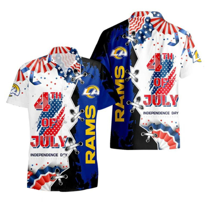 MEGA SALE - NEW CUSTOMIZED NFL22 LAR LOS ANGELES RAMS INDEPENDENCE DAY HAWAIIAN SHIRT