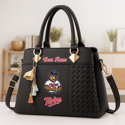 LIMITED EDITION - NEW CUSTOMIZED MLB22 MTS MINNESOTA TWINS ZIP HANDBAG MULTICOLOR
