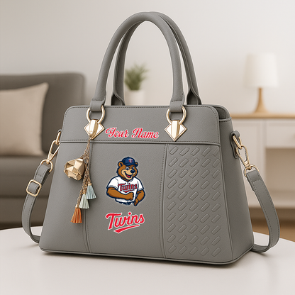 LIMITED EDITION - NEW CUSTOMIZED MLB22 MTS MINNESOTA TWINS ZIP HANDBAG MULTICOLOR