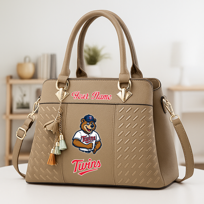 LIMITED EDITION - NEW CUSTOMIZED MLB22 MTS MINNESOTA TWINS ZIP HANDBAG MULTICOLOR