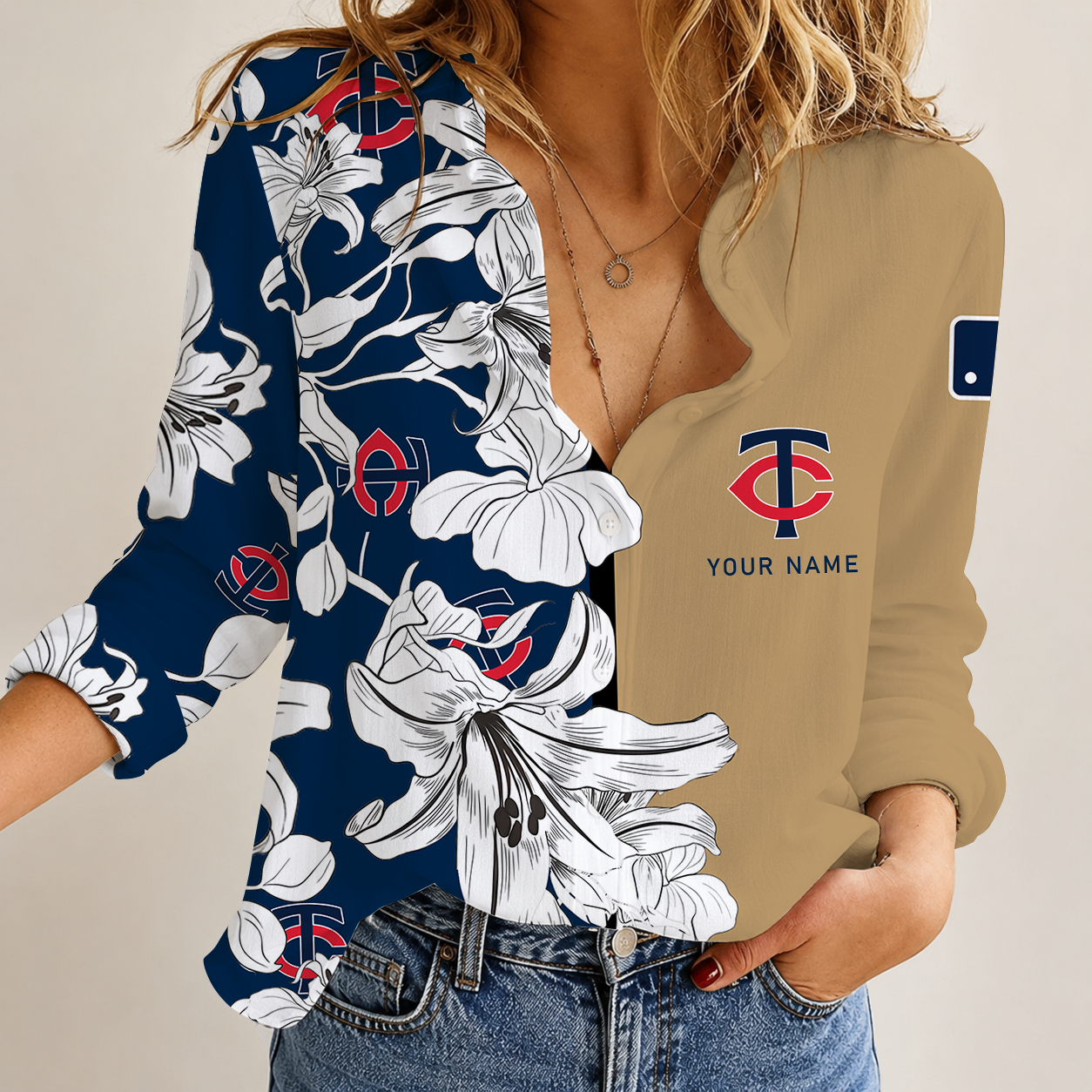 [FLASH SALE] NEW CUSTOMIZED MLB22 MTS MINNESOTA TWINS WOMEN CASUAL SHIRT