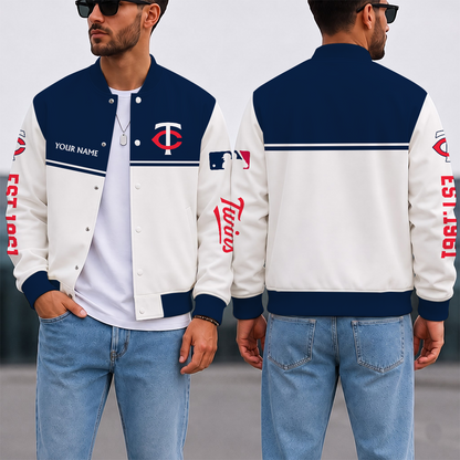 SPECIAL EDITION - NEW CUSTOMIZED MLB22 MTS MINNESOTA TWINS SATIN VARSITY & BASEBALL JACKET