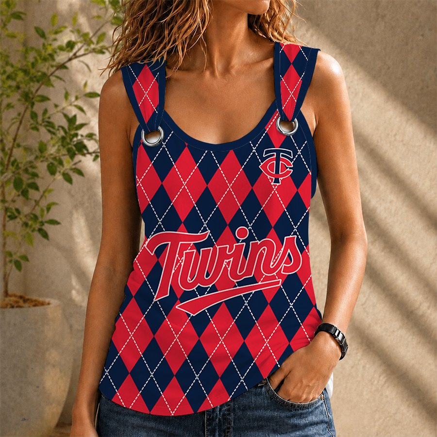 [FLASH SALE] NEW CUSTOMIZED MLB22 MTS MINNESOTA TWINS O-RING SHOULDER TANK TOP