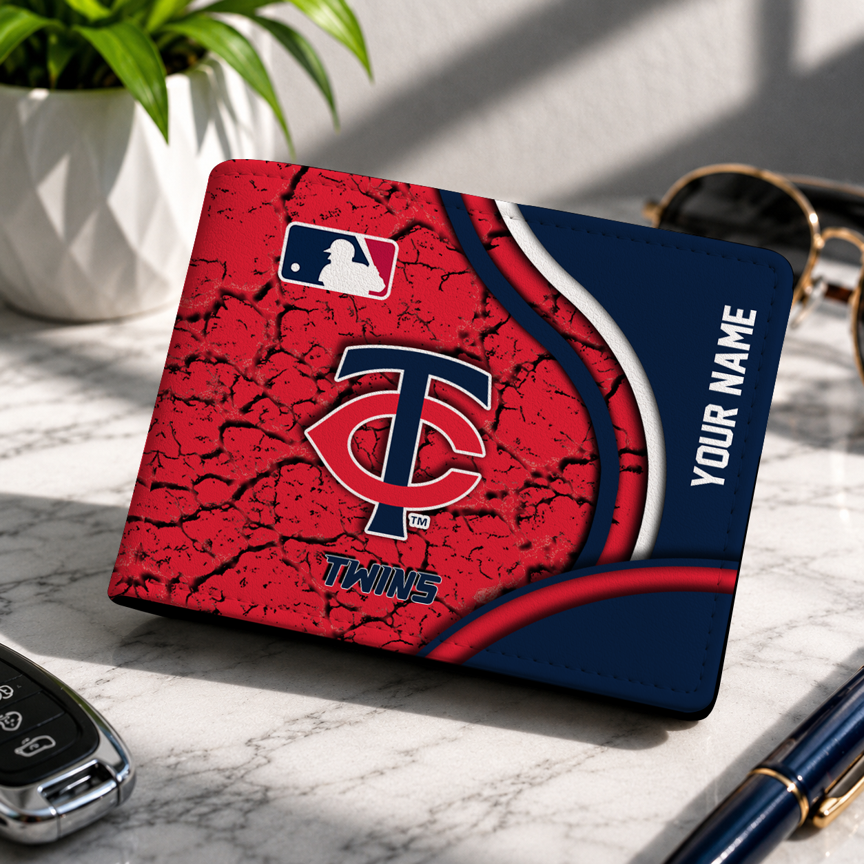 LIMITED EDITION - NEW CUSTOMIZED MLB22 MTS MINNESOTA TWINS LEATHER WALLET