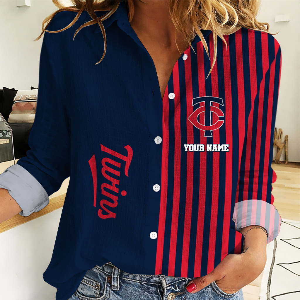 LIMITED EDITION - NEW CUSTOMIZED MLB22 MTS MINNESOTA TWINS WOMEN CASUAL SHIRT