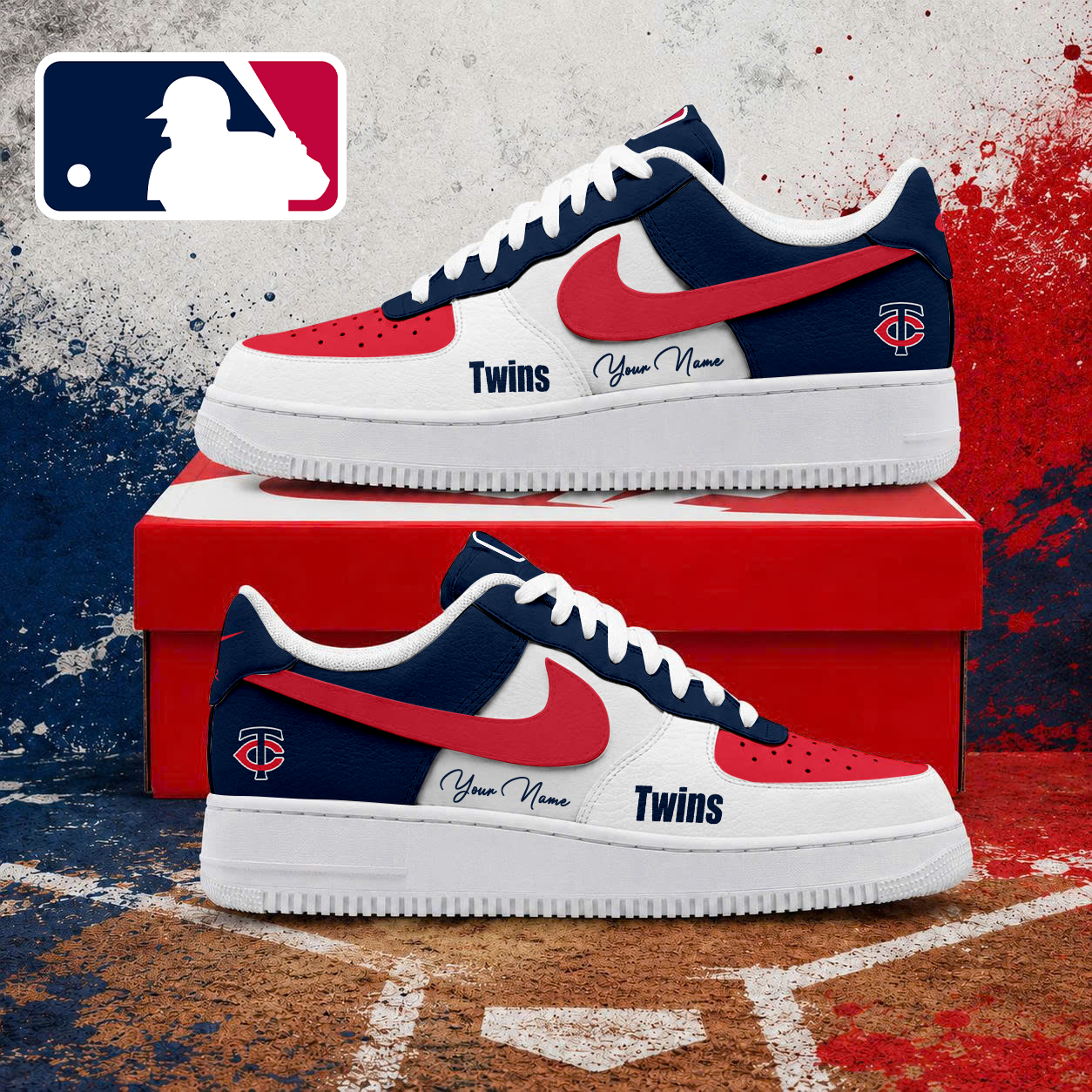 VIRAL EDITION - NEW CUSTOMIZED MLB22 MTS MINNESOTA TWINS AF1 SHOES
