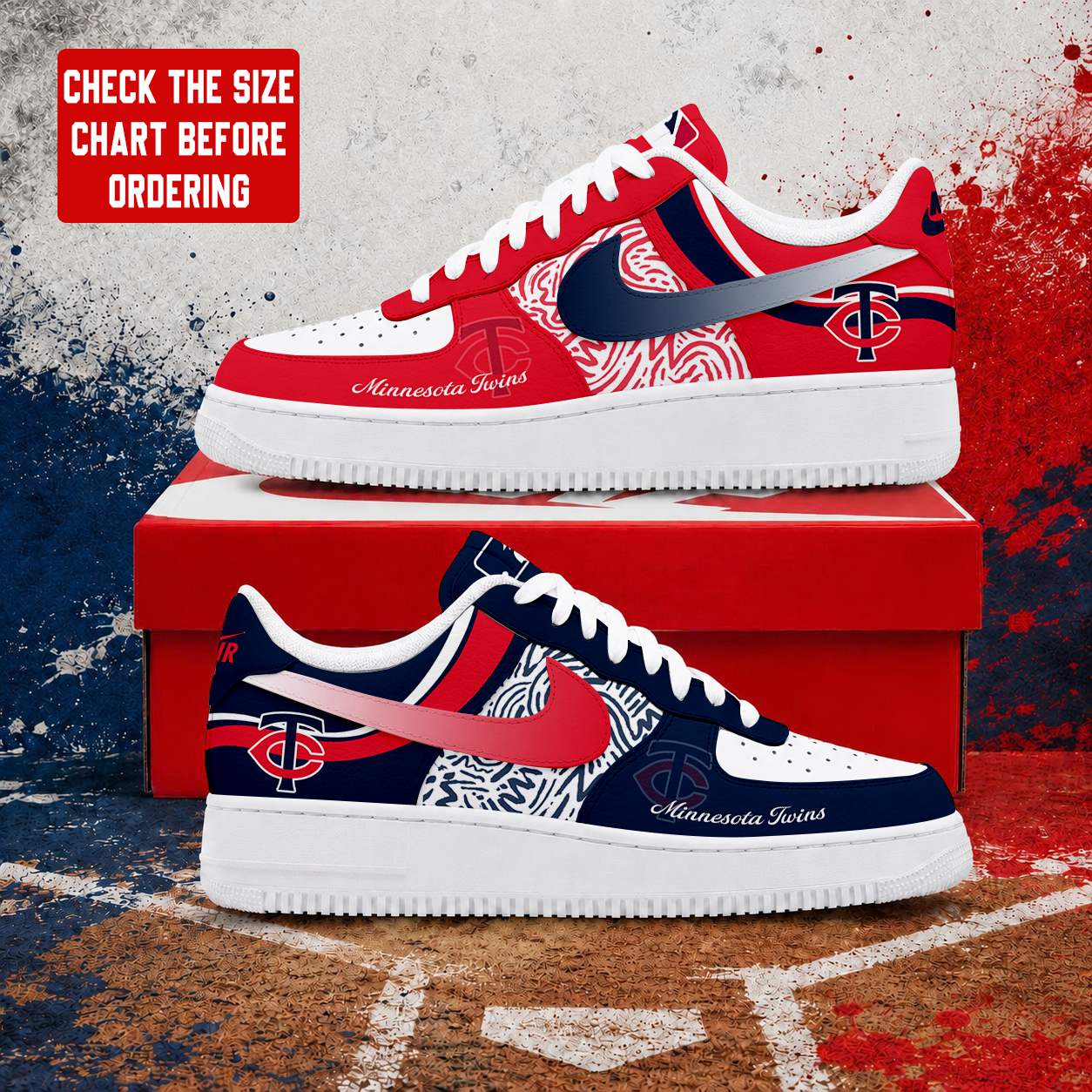 LIMITED EDITION - NEW CUSTOMIZED MLB22 MTS MINNESOTA TWINS AF1 SHOES