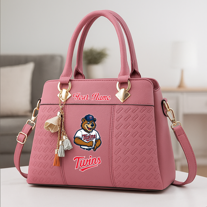 LIMITED EDITION - NEW CUSTOMIZED MLB22 MTS MINNESOTA TWINS ZIP HANDBAG MULTICOLOR